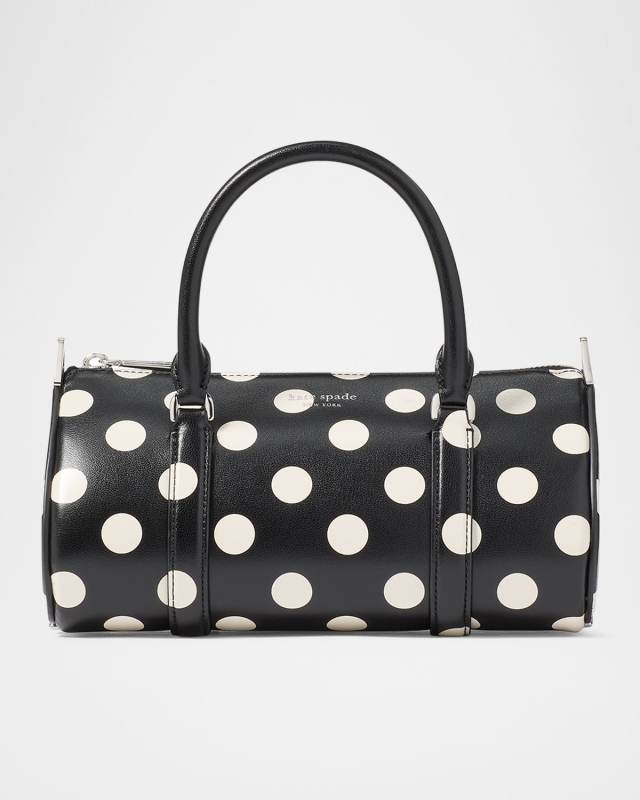 spade icon small polka dot leather barrel top-handle bag